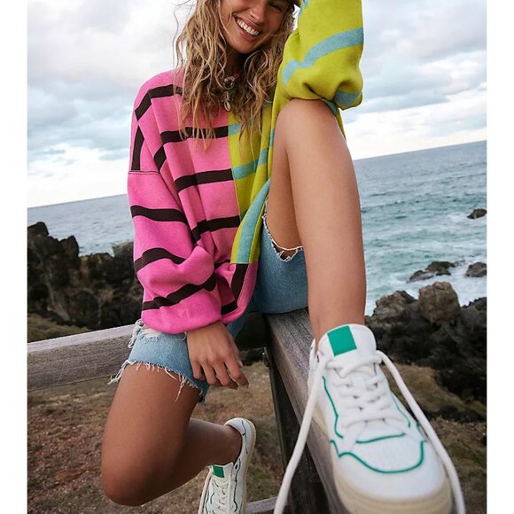 Free People Pink and Green Striped Sweatshirt - Picture 8 of 8